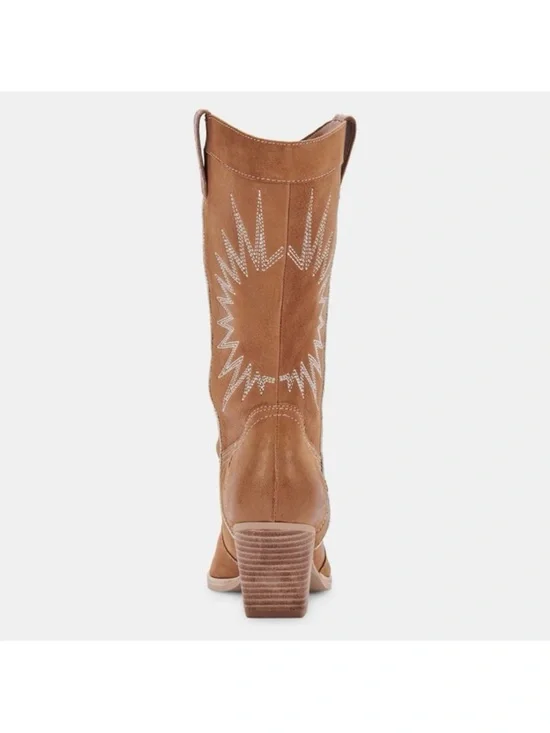 Dolce Vita Lawson Boot in Whiskey Nubuck Western Heeled Mid-Calf Boots 8 cowgirl - Picture 7 of 17